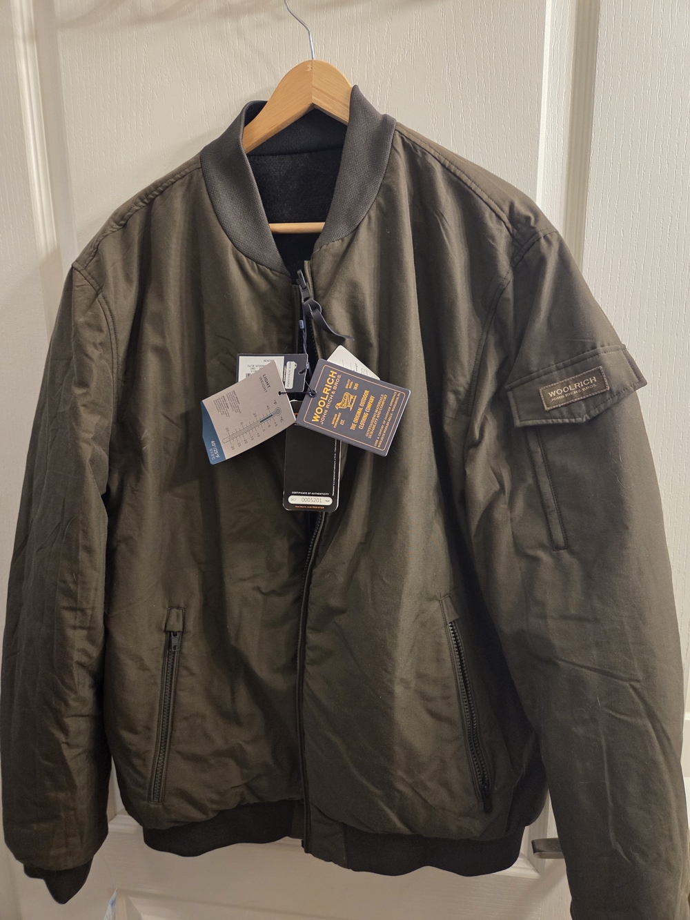 Woolrich Men's Dark Olive Green Bomber Jacket